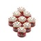 Handmade Ceramic Fat Cat 14mm Red & White with Gold Accents Beads